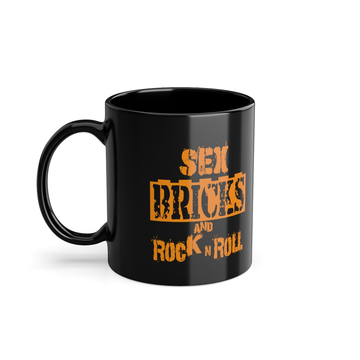 Se* Bricks & Rock n Roll  - Black Coffee Cup, 11oz
