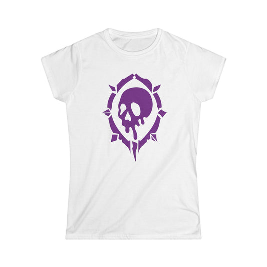 Skull Emblem Tee — Purple Villain Minifigure Graphic Women's T-Shirt