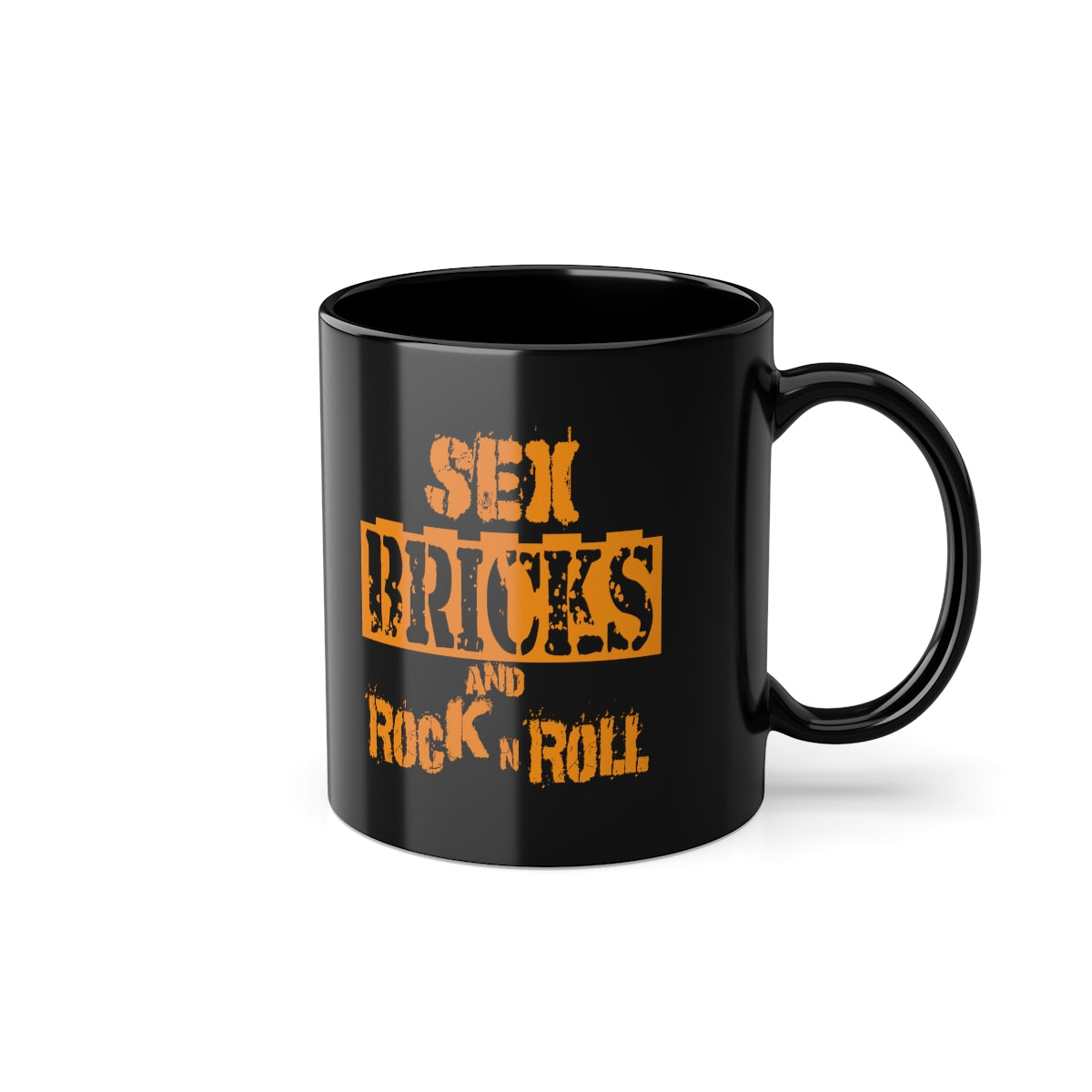 Se* Bricks & Rock n Roll  - Black Coffee Cup, 11oz